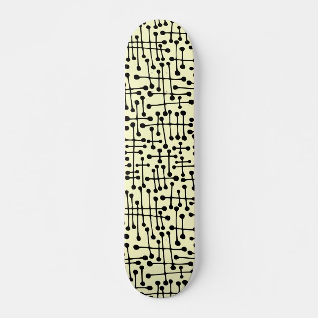 Verbundene Felder - schwarz auf Creme Skateboard (Vorne)