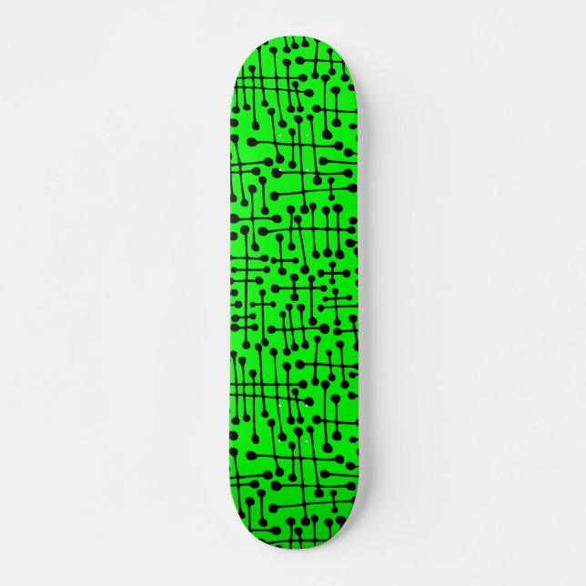 Verbundene Felder - Schwarz auf Grün Skateboard (Vorne)