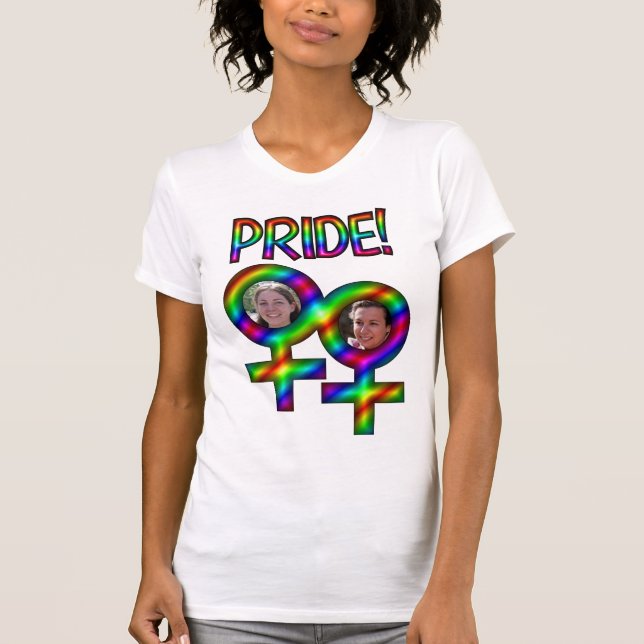 Verbundene Frauen signieren Foto-Rahmen-Spaß-Gay P T-Shirt (Vorderseite)
