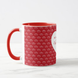 Verbundene Herzen mit Valentinsgruß -  Tasse