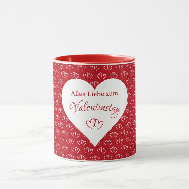 Verbundene Herzen mit Valentinsgruß -  Tasse (Zentrum)