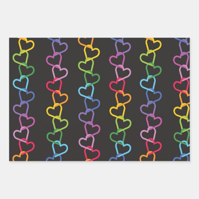 Verbundene Lieben auf dunklem Hintergrund Geschenkpapier Set (Vorderseite)