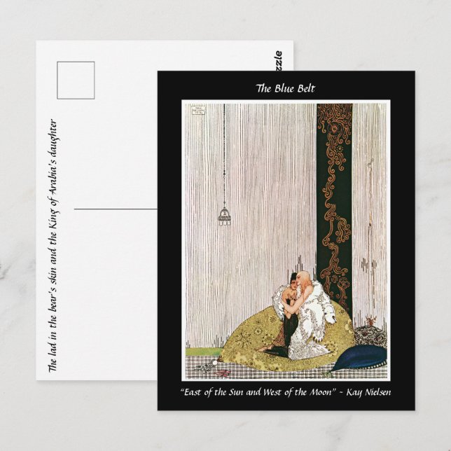 Verbundene Liebhaber begrüßen Jugendstil-Illustrat Postkarte (Vorne/Hinten)