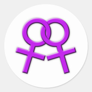 Verbundene lila weibliche Symbol-Aufkleber 02 Runder Aufkleber