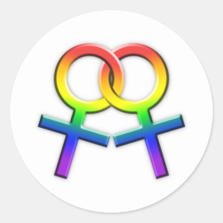 Verbundene Regenbogen-weibliche Symbol-Aufkleber Runder Aufkleber
