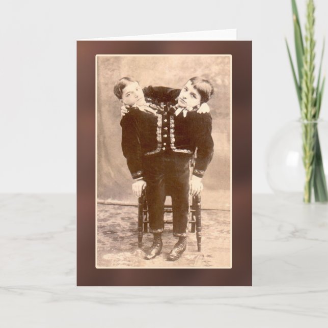 Verbundene Zwillings-Vintage Karten und Postkarten (Vorderseite)