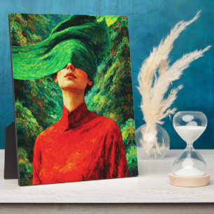Verbundenene Frau in Roter Natur-Fusion-Impasto Fotoplatte
