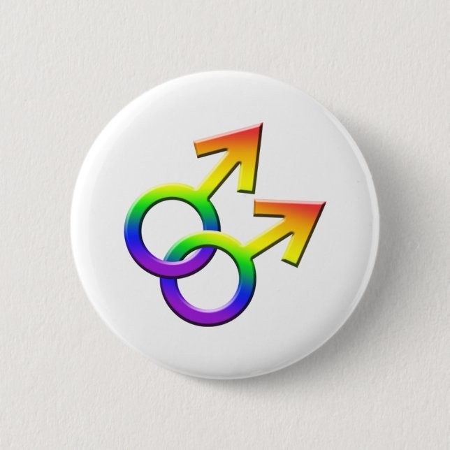 Verbundener Regenbogen-männlicher Symbol-Knopf 03 Button (Vorderseite)
