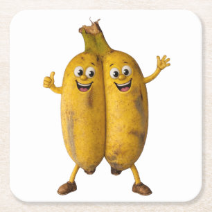 Verbundenes Bananen-Komikerduo Rechteckiger Pappuntersetzer