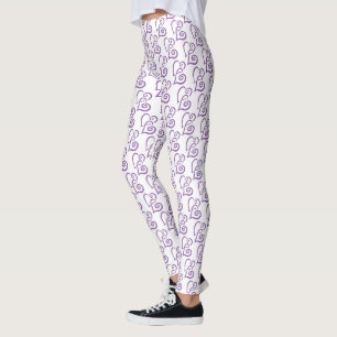 Verbundenes Lila Herzmuster über Weiß Leggings