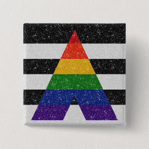 Verbündet-Stolz-Flagge des Glitzer-LGBT Button