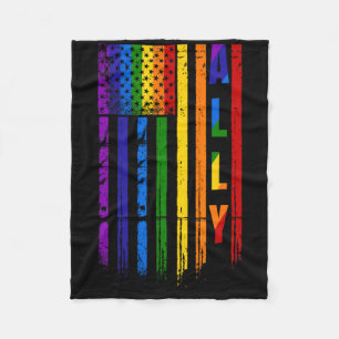 Verbündeter Lgbt Lgbtq Regenbogen Stolz Amerikanis Fleecedecke