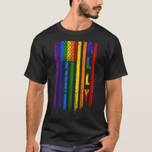 Verbündeter Lgbt Lgbtq Regenbogen Stolz Amerikanis T-Shirt