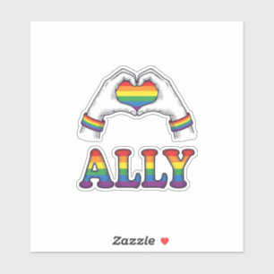 Verbündeter Regenbogen Hände Herz Vintage Pride Sh Aufkleber