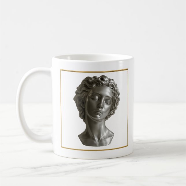 Verchromte Muse im Rahmen Kaffeetasse (Links)