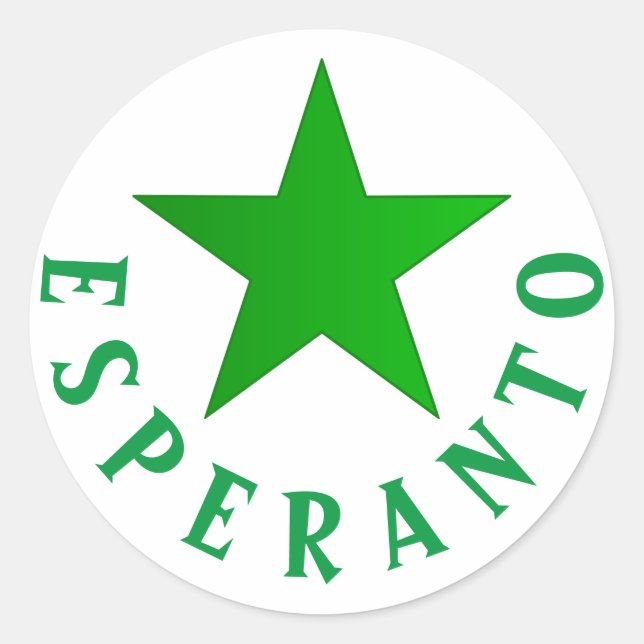 Verda Stelo (Esperanto Star) Runder Aufkleber (Vorderseite)