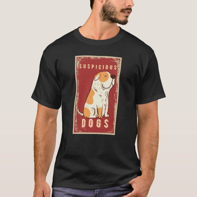verdächtiges Hundememe witzig T-Shirt (Vorderseite)