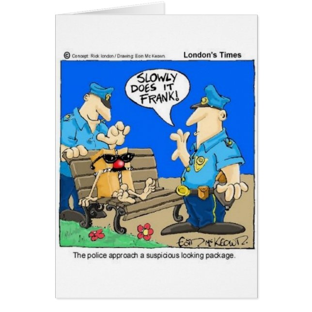 Verdächtiges Paket Funny Police Cartoon Geschenke (Vorne)