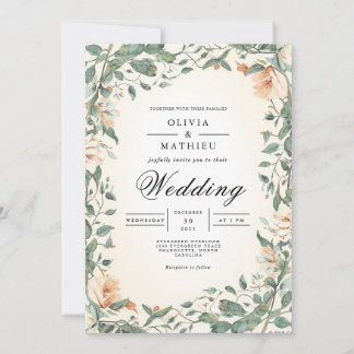Verdant Blossom Romance Wedding Einladung