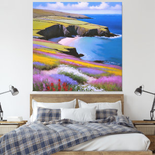 Verdant Cliffs und Azure Waves Leinwanddruck