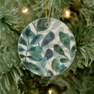 Verdant-Eleganz - tropische Blätter Keramik Ornament