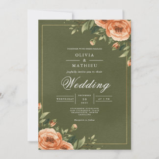 Verdant Floral Bloom Wedding Einladung