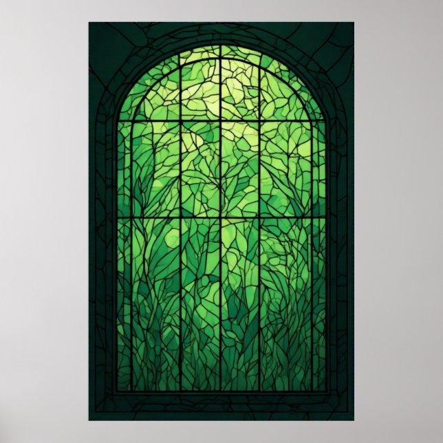 Verdant Glow: Ein festes Glasfenster in der Natur Poster (Vorne)