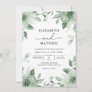 Verdant Green Botanical Blüh Wedding Einladung