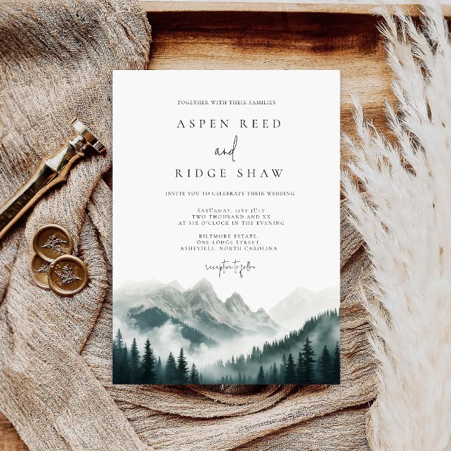 Verdant Peaks Misty Forest Invitation Save The Date (Von Creator hochgeladen)