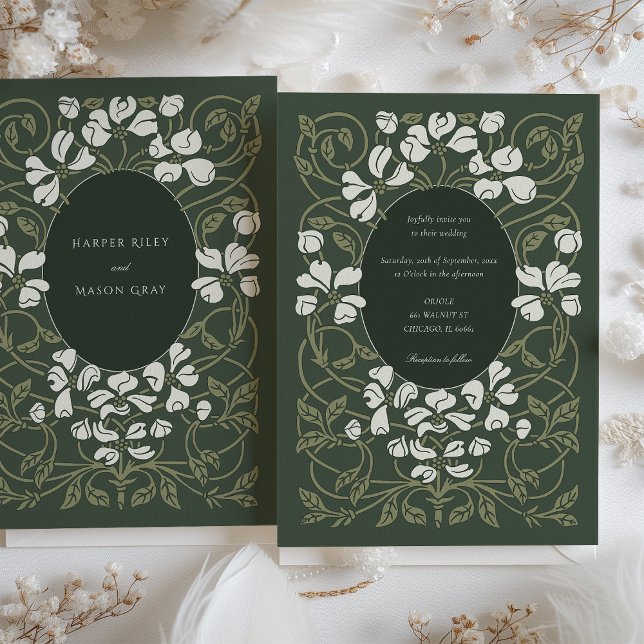 Verdant Romance Art Nouveau Wedding Einladung (Von Creator hochgeladen)