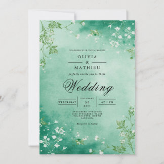 Verdant Wash Floral Arch Wedding Einladung