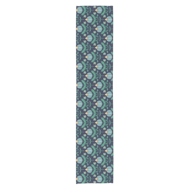 Verdant Whimsy Blue Kurzer Tischläufer (Vorderseite)