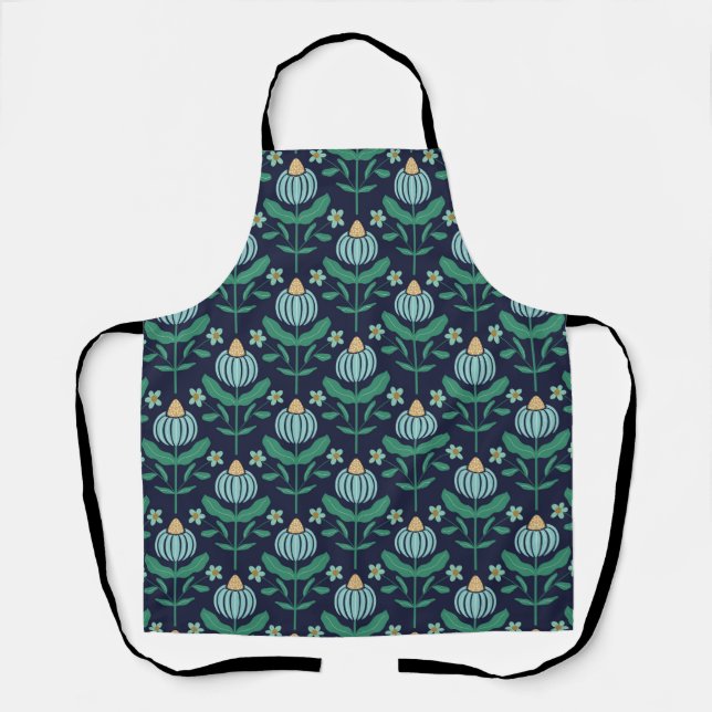 Verdant Whimsy Blue Schürze (Vorderseite)