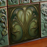 Verdant Whirls Art Nouveau Keramik Tile Fliese<br><div class="desc">Tauchen Sie ein in die wirbelnde Eleganz des "Verdant Whirls Art Nouveau Keramik Tile", einem Kunstwerk, das den Glanz vergangener Zeiten wiederbelebt. Die Kachel präsentiert eine raffinierte Palette von Oliven, Moos und Goldfarben, die an den reichen Wandteppichen eines verzauberten Waldes erinnern. Mit seinen fließenden Linien und Bio Formen prägt dieses...</div>