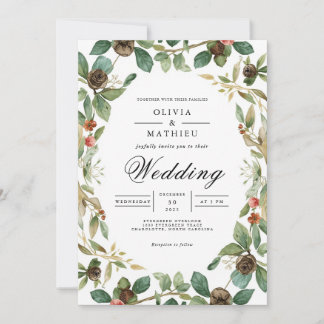 Verdant Woodland Blüh Wedding Einladung