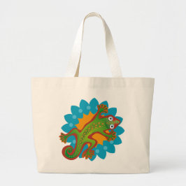 Verde del lagarto de Lindo Jumbo Stoffbeutel