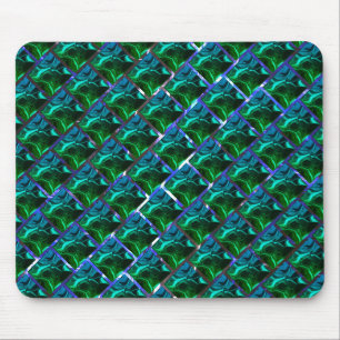 Verde esmeralda e curvas, sob grade niquelada? mousepad