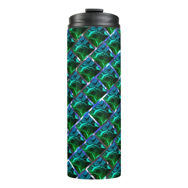 Verde esmeralda e curvas, sob grade niquelada? thermosbecher (Vorderseite)