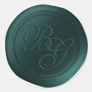 Verde Green Calligraphy Monogram Wax Siegel Sticke Runder Aufkleber
