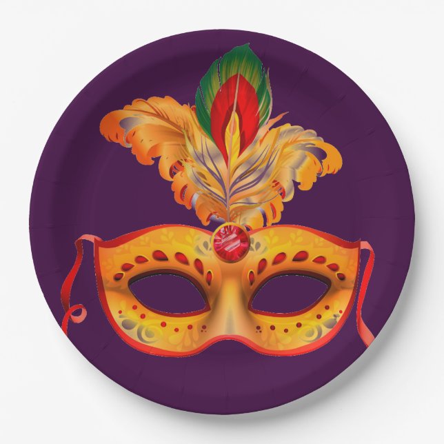 Verdecktes Party des Venician Maske Maskeradeballs Pappteller (Vorderseite)