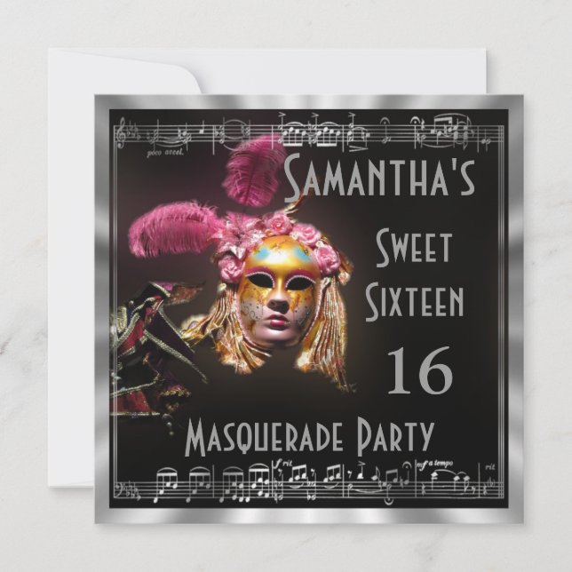 Verdecktes Party masquarade Balls sechzehn Einladung (Vorderseite)