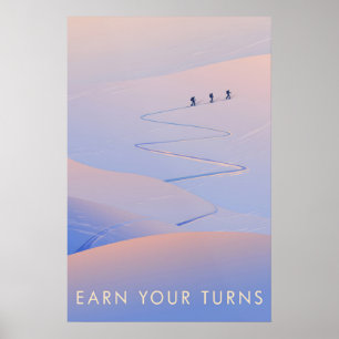Verdiene Dir Deine Runden Ski-Touren-Reiseplakat Poster