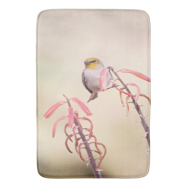 Verdin auf Penstemon Badematte (Vorderseite Vertikal)