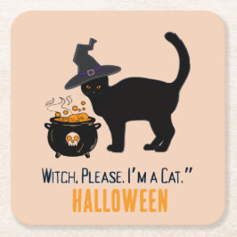 verdrahtete Katze mit einem Hexenhut in Halloween Rechteckiger Pappuntersetzer