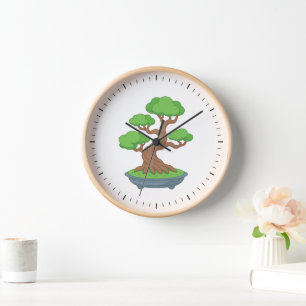 Verdrehter japanischer Bonsai-Baum Uhr
