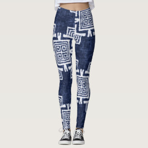 Verdrehtes indigo kariertes texturiertes Hintergru Leggings