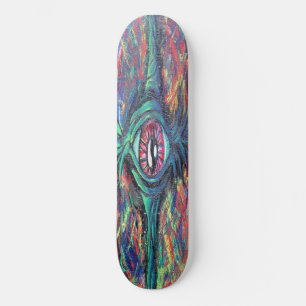 Verdrehtes und trippiges Augengemälde Skateboard