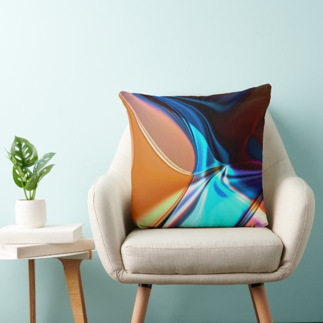 Verdrillte Kurven in nickelblau und Acrylorange Kissen (Stuhl )