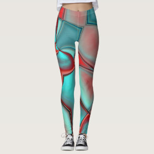 Verdrillte Teller mit konvexe Kantenrot und Türkis Leggings