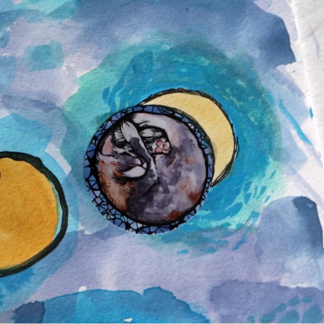 Verdünnte Calico Cat Cuddles Maine Coon Cats Runder Aufkleber (Von Creator hochgeladen)